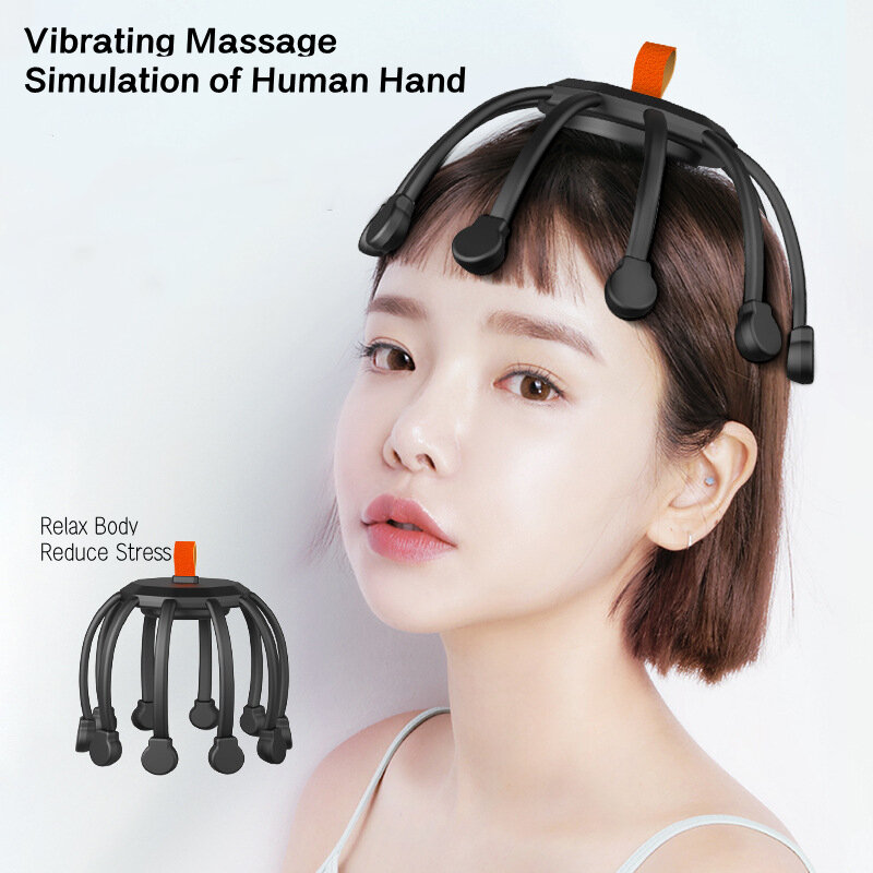 Masajeador eléctrico de cabeza, vibrador Individual de 10 garras, con bolas redondas para presoterapia, masaje de vibración relajante para el cuero cabelludo