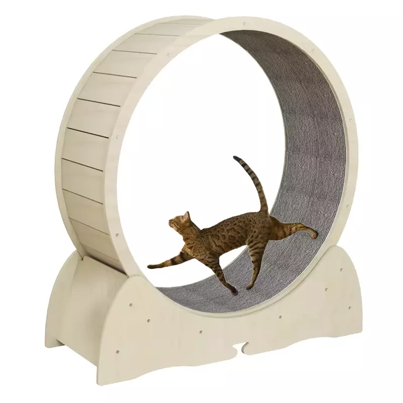 Interactive Anti-depression Pure Wood Wooden Pet Tread Exercise Wheel Cat Dog Fun Treadmill