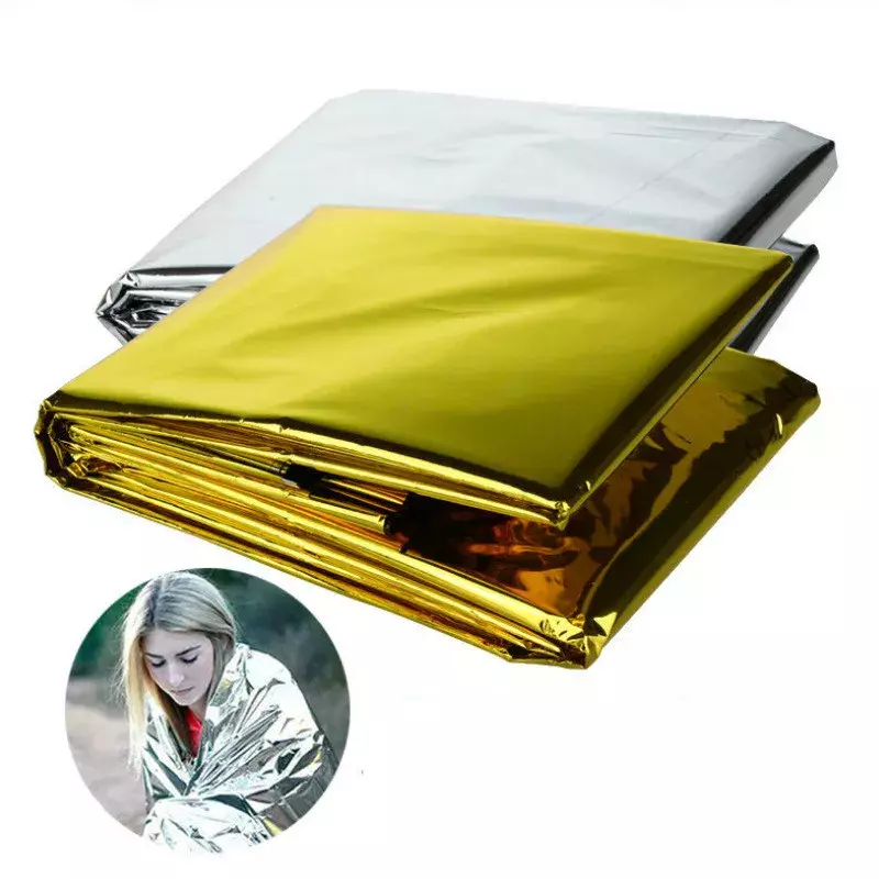 160*210CM First Aid Gold Rescue Curtain Military Blanket Outdoor WaterProof Emergency Survival Rescue Blanket Foil Thermal Space