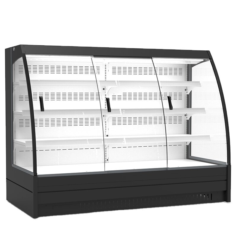 Supermercado multideck aberto chiller para legumes e frutas vitrine exibição vertical geladeira showcase