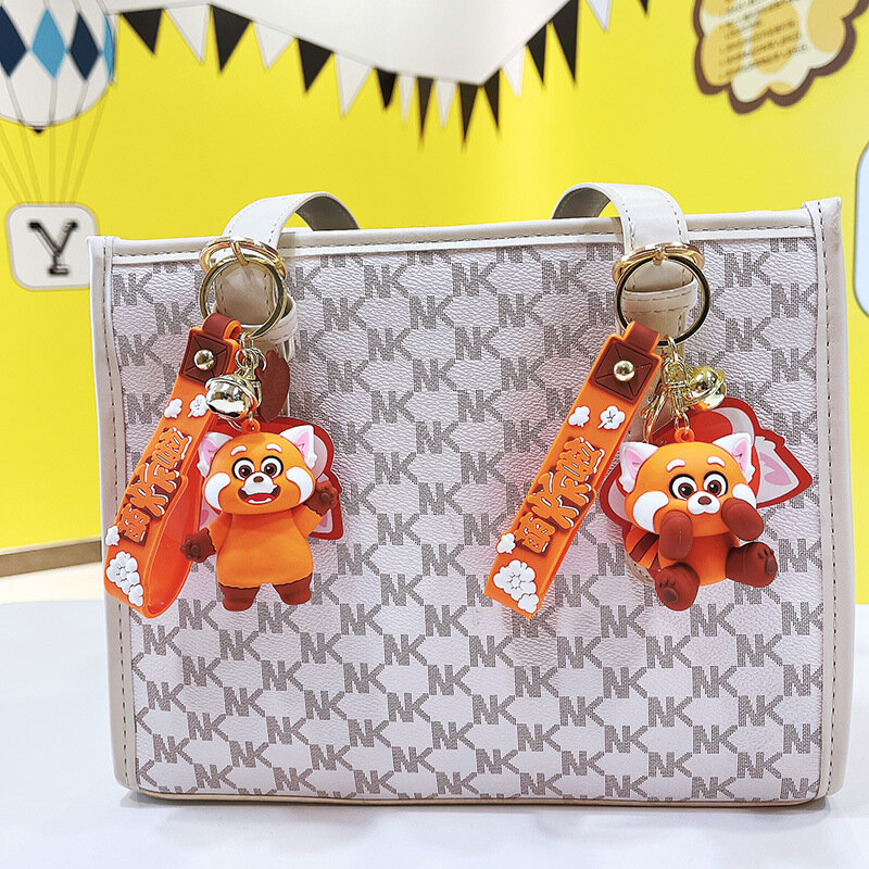 Disney-Anime Virando Chaveiro Vermelho para Crianças, Figura Dos Desenhos Animados, Panda Vermelho Chaveiro, Pingente Mochila, Acessórios Kawaii, Presentes de Aniversário