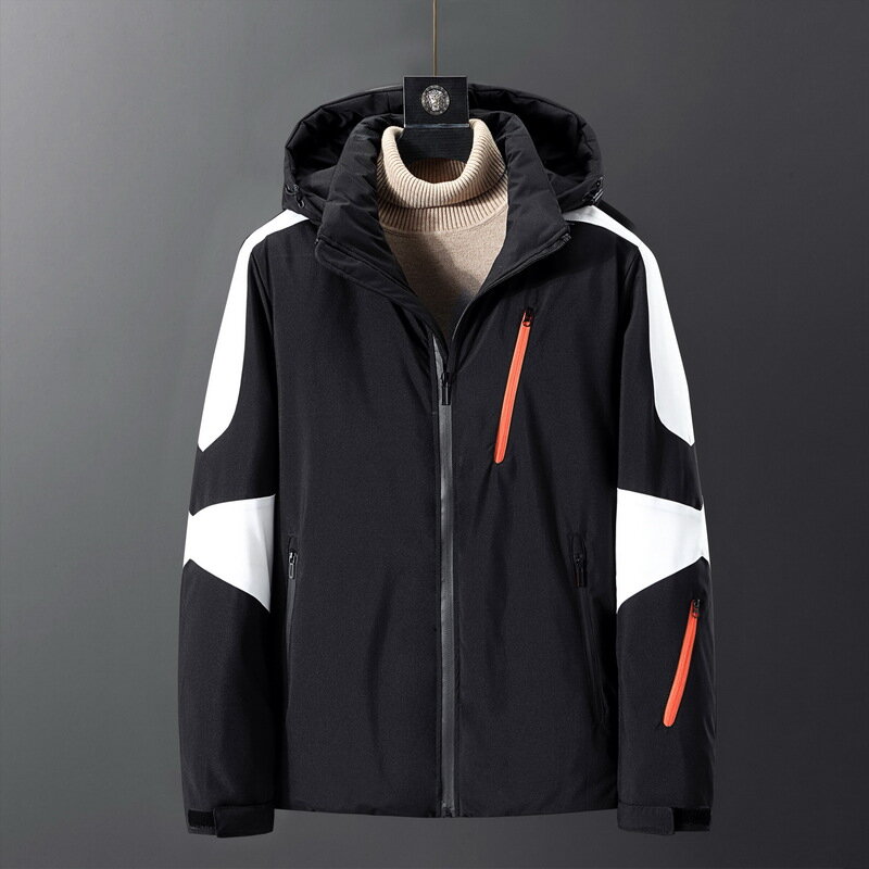 Winter New Down Jacket Men And Women With The Same Youth Hood Splicing Warm Coat White Duck Down Cold Jacket 
