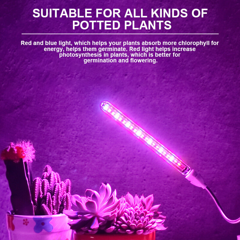 10W LED Plant Growing Lamp bulb 21LEDs USB Portable LED Grow Lights Rotation Flexible Growth Light Indoor for Succulent Plant