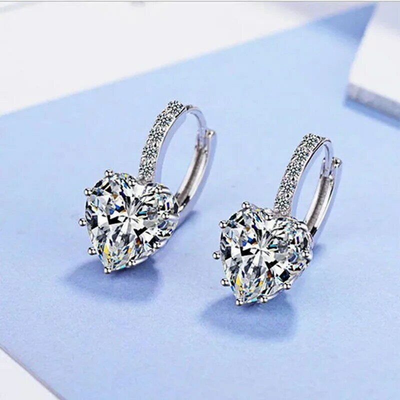 European and American Fashion Women's Micro Set Love Zircon Earrings Couple Engagement Commemorative Small Crowd Earrings
