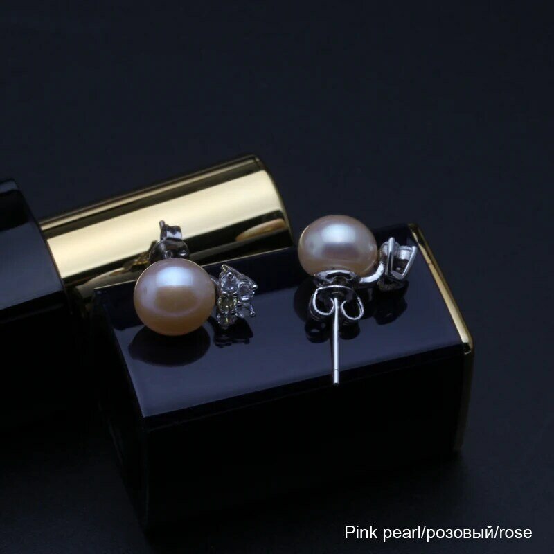 Mode 925 sterling silber Schwarz perle ohrringe Natürliche Süßwasser Perle stud ohrring für frauen geschenk