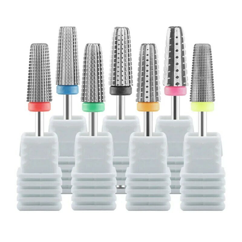 5 in 1 Tapered Safety Carbide Nail Drill Bits Milling Cutter With Cut Drills Carbide For Manicure Remove Gel Nails Accessories