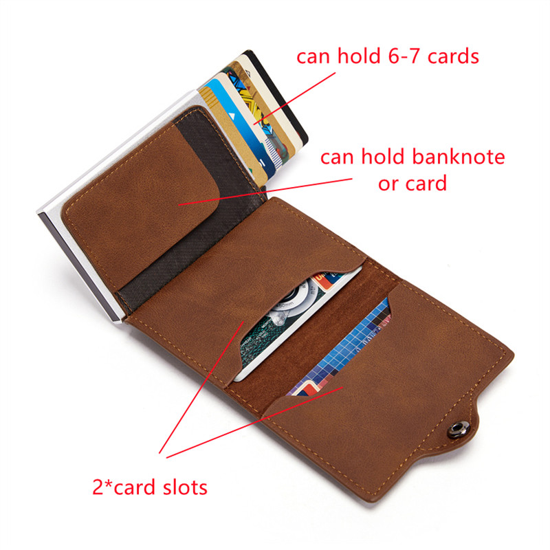 Bycobecy – porte-cartes de blocage RFID pour hommes, portefeuille en cuir PU, sac d'argent à loquet pour femmes, porte-monnaie intelligent pour Airtag non inclus