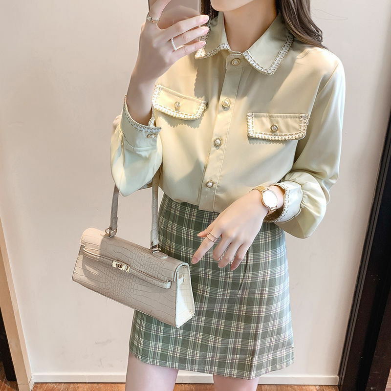 French Style Top Women's Design White Shirt Autumn 2022 New Chiffon Blouse Long Sleeve Puff Sweetshirts for Women