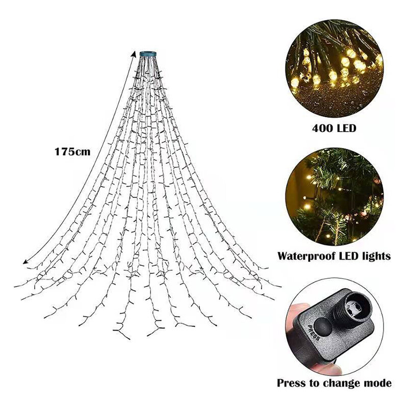 400LED Christmas Tree Lights Outdoor Garden LED String Lights Garland Fairy Lighting Decoration for Party Wedding Garden Holiday