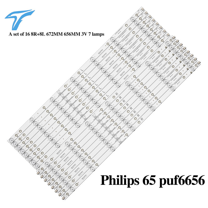 16 Buah Strip LED untuk Philips 65 \ 'TV LB-PC3030-GJUHD658X14ADM2-R/65PUS6121 65PUF6656 LD65P19U 65ADM2-L 65ADM2-R
