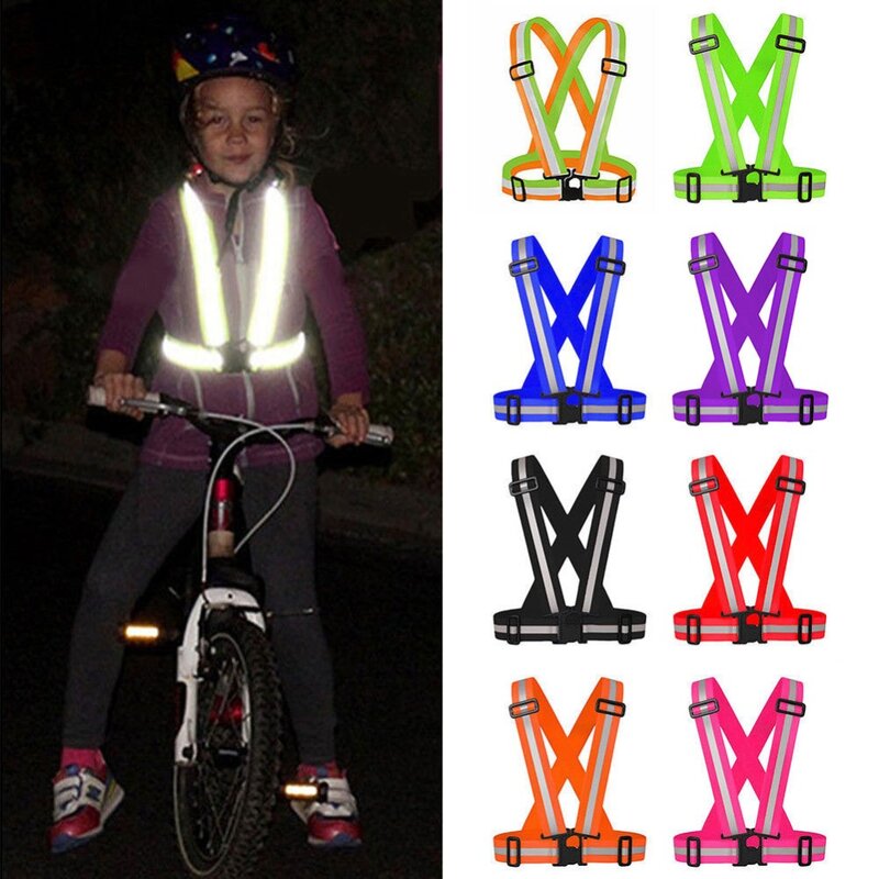 Светоотражающие ремни для ночного бега, одежда для езды, жилет, Регулируемый защитный жилет, эластичная лента для взрослых и детей