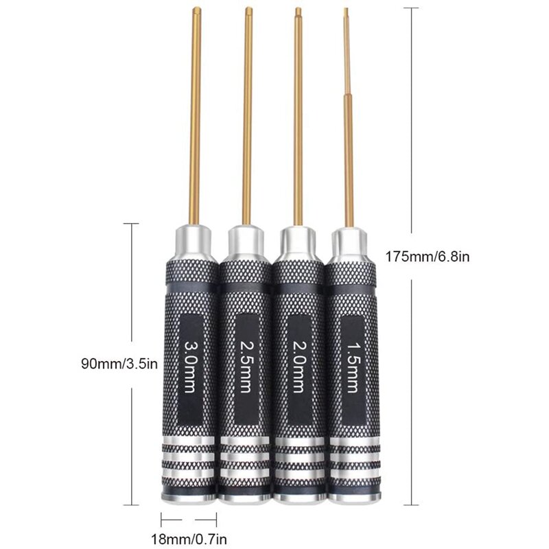 Promotion! 4 Pcs 1.5 / 2.0 / 2.5 / 3.0 Mm Hex Screwdriver Set Titanium Hex Wrench Tool Set For Multi-Axis FPV RC Tool