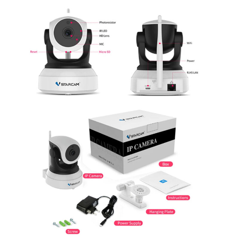 Kamera IP 720P Vstarcam Asli K24 CCTV Pengawasan Perlindungan Keamanan IR Kamera Penglihatan Malam untuk Tampilan Seluler Kamera Wifi Bayi