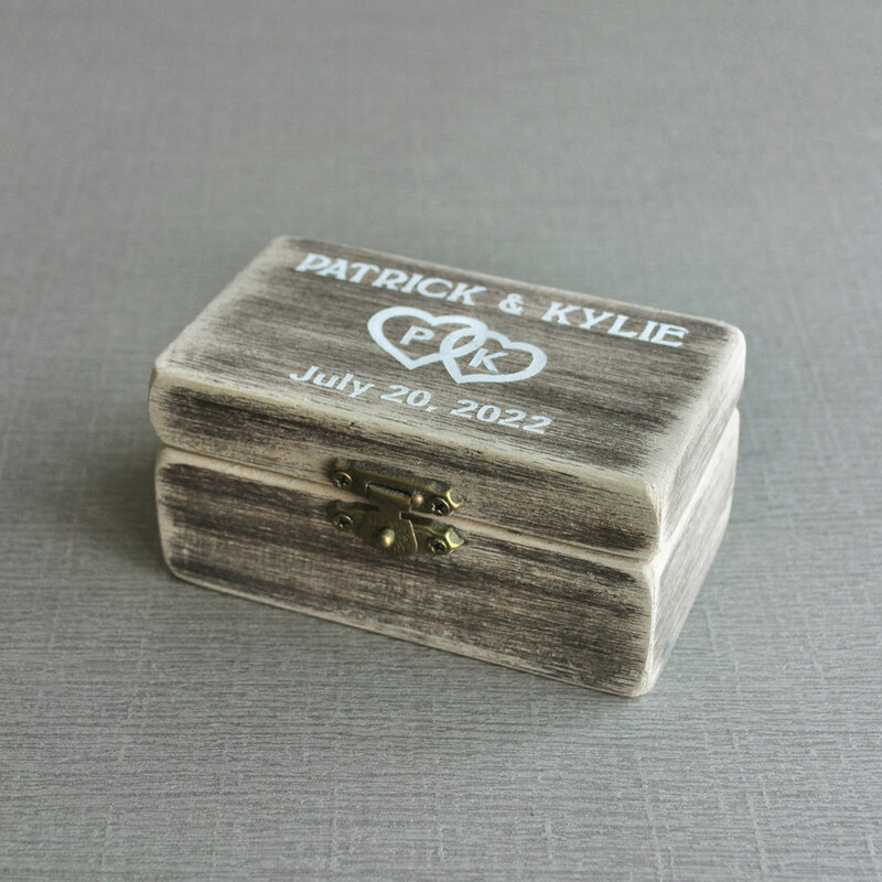 Коробка для обручальных колец на заказ, коробка для обручальных колец с деревянной гравировкой, коробка для обручальных колец в рустикальн...