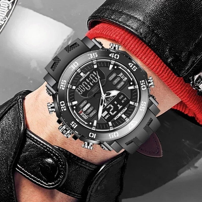 LIGE Brand Men Sports Watches Dual Display Analog Digital LED Electronic Quartz Wristwatches Waterproof Swimming Military Watch