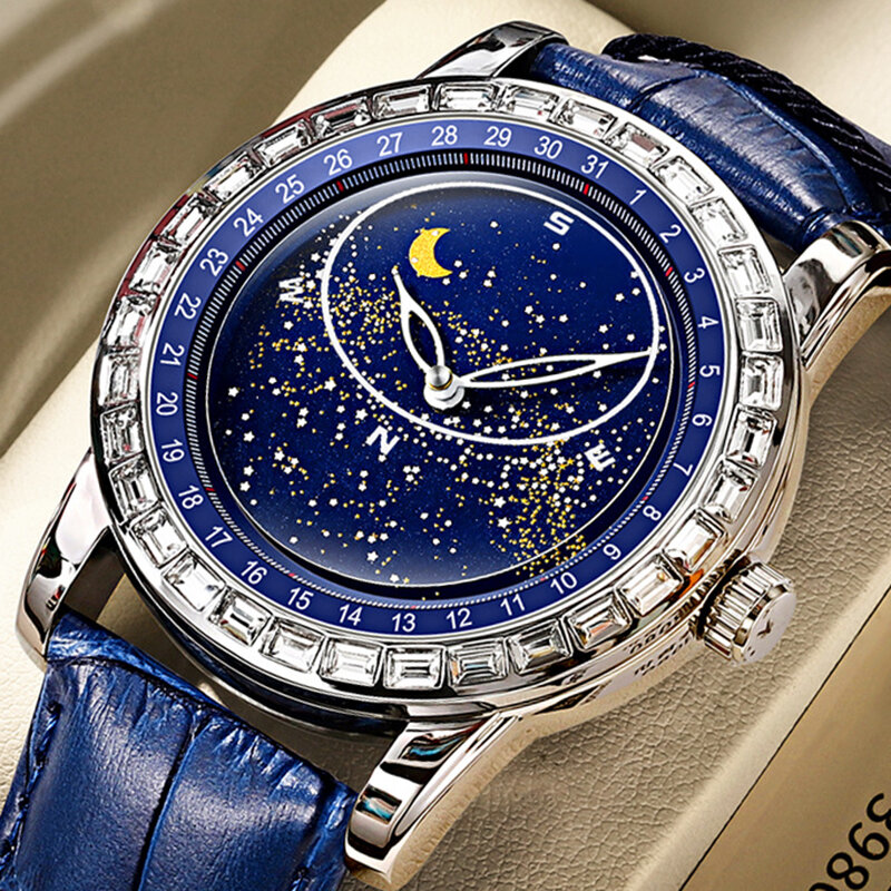 Starry Sky Luminous นาฬิกาผู้ชาย2023นาฬิกา Creative Dial หรูหรานาฬิกาผู้ชาย Quartz นาฬิกาข้อมือนาฬิกาสแตนเลสนาฬิกาข้อมือ Relogio