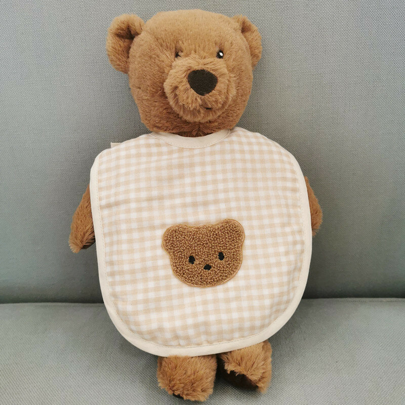 Baby Bib Cotton Tether Cute Cartoon Bear Printing Saliva Towel Kids Waterproof Anti Spitting Milk Easy Clean Bib New Hot Sale