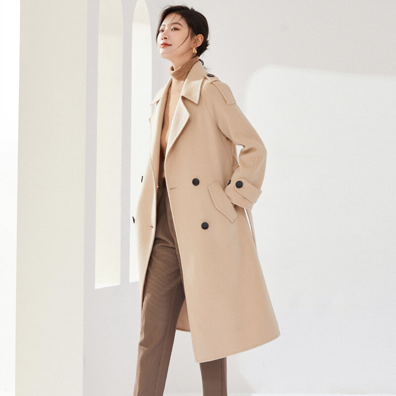 Abrigo holgado de invierno para mujer, chaqueta gruesa, cálida, ligera, de lujo, elegante, de alta gama, 2023 de lana, sin carga, 100%