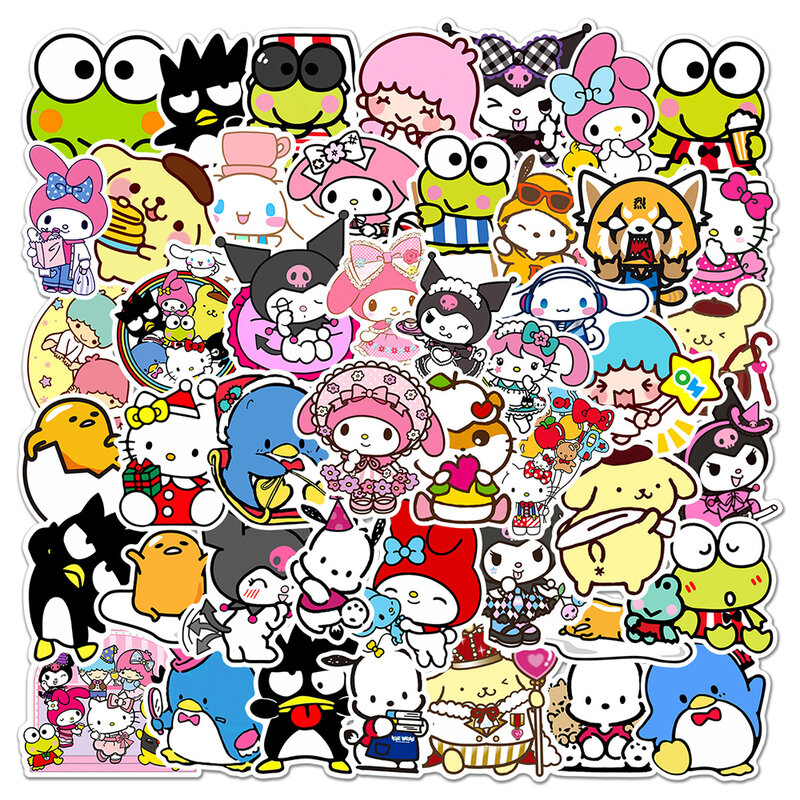 Calcomanías bonitas de Sanrio Kuromi My Melody, calcomanías de Hello Kitty para álbum de recortes, portátil, teléfono, guitarra, Kawaii para niña y niño, 10/30/50 Uds.