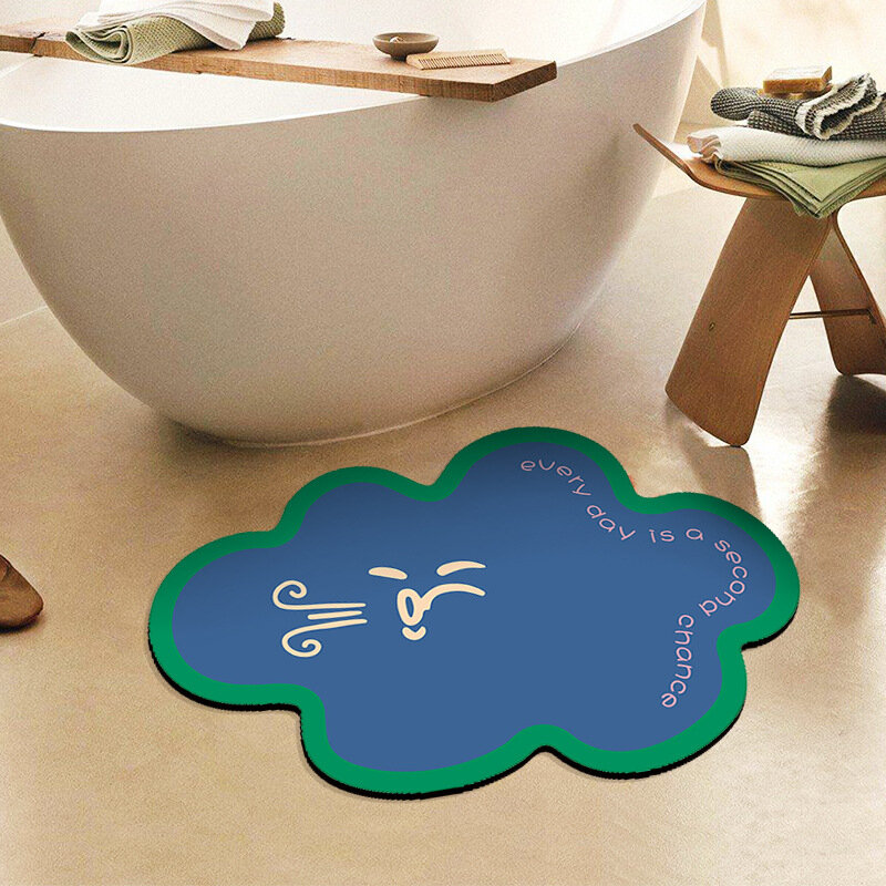 Cute Clouds Bath Mat Diatom Mud Irregular Entrance Door Cushion Bathroom Water Absorbing Floor Bathroom Mat