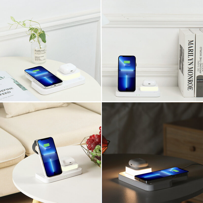 3 In 1 Wireless Charger Stand Foldable Charge Station Magnet Holder Fast Charging For Smart Phone Watch And Wireless Headphones