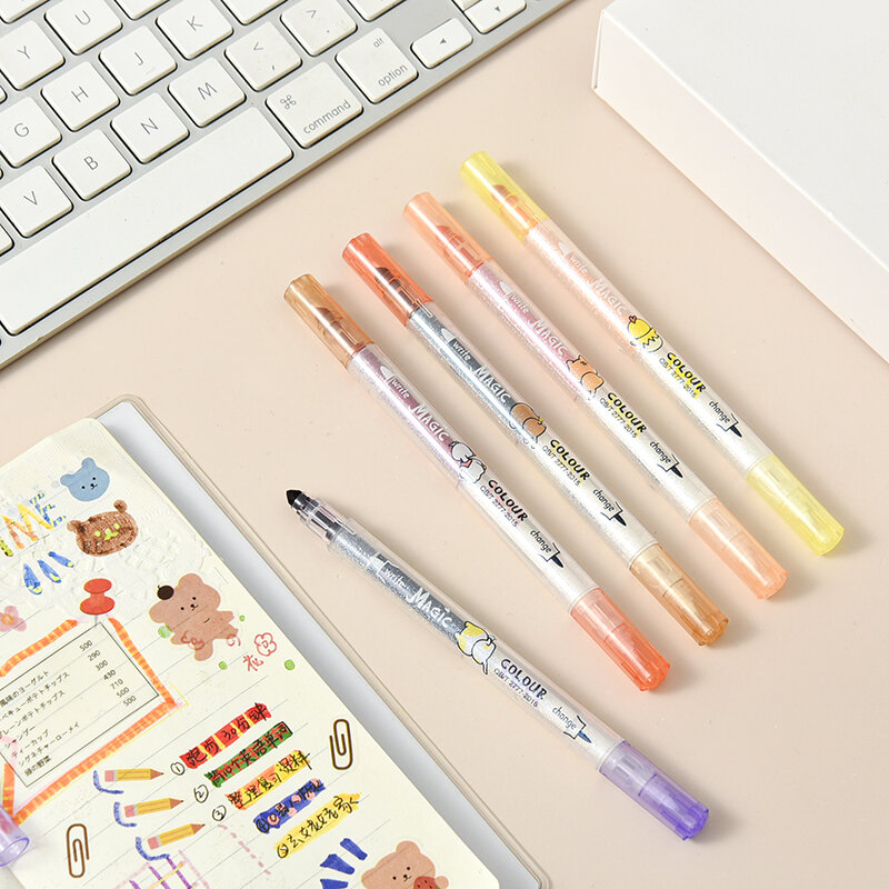 크리에이티브 매직 컬러 형광펜, 변경 가능한 컬러 핸드 계정 마커 펜 세트, 12 색 볼펜 1 개, 12 개