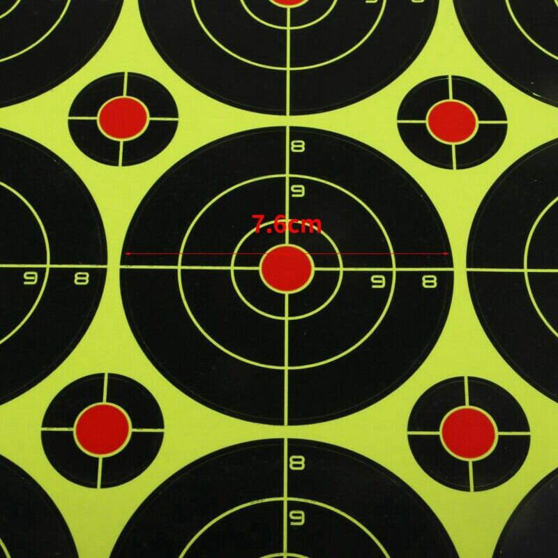 Papel de objetivo de entrenamiento de caza, pegatina fluorescente de 3 pulgadas, pistola de tiro, 9 blancos, 90 piezas
