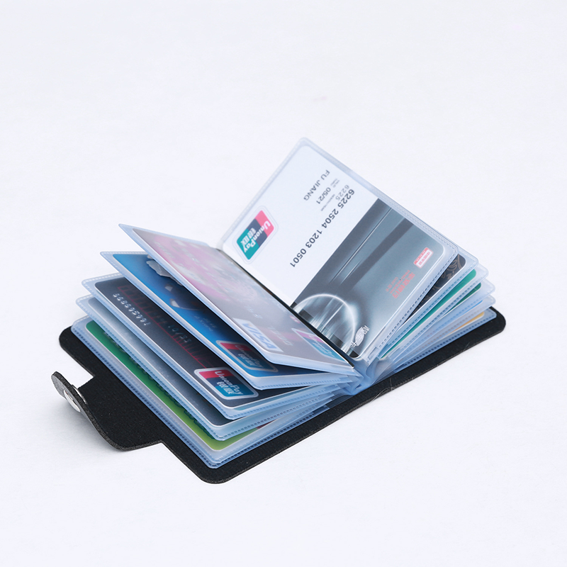 Bycobecy-ユニセックスの名前が付いた24枚のカードホルダー,革製の財布,盗難防止クレジットカードホルダー,シンプルな財布