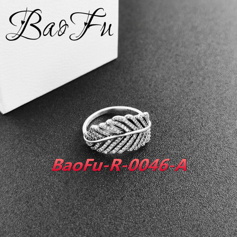 BaoFu-Anillo de Plata de Ley 925 con forma de pluma, joyería de fiesta femenina Original, con lazo de amor, Margarita entrelazada infinita
