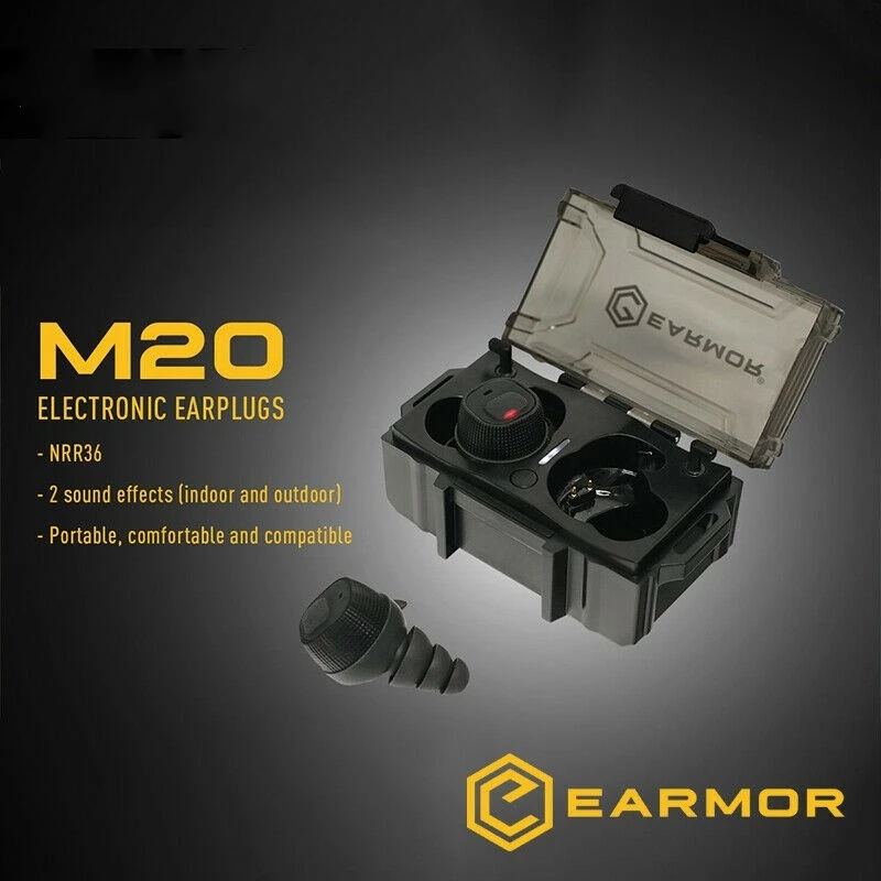 EARMOR M20 سدادة الأذن الإلكترونية التكتيكية الحد من الضوضاء سماعة الأذن للتدريب اطلاق النار/إنفاذ القانون بيئات عالية الضوضاء