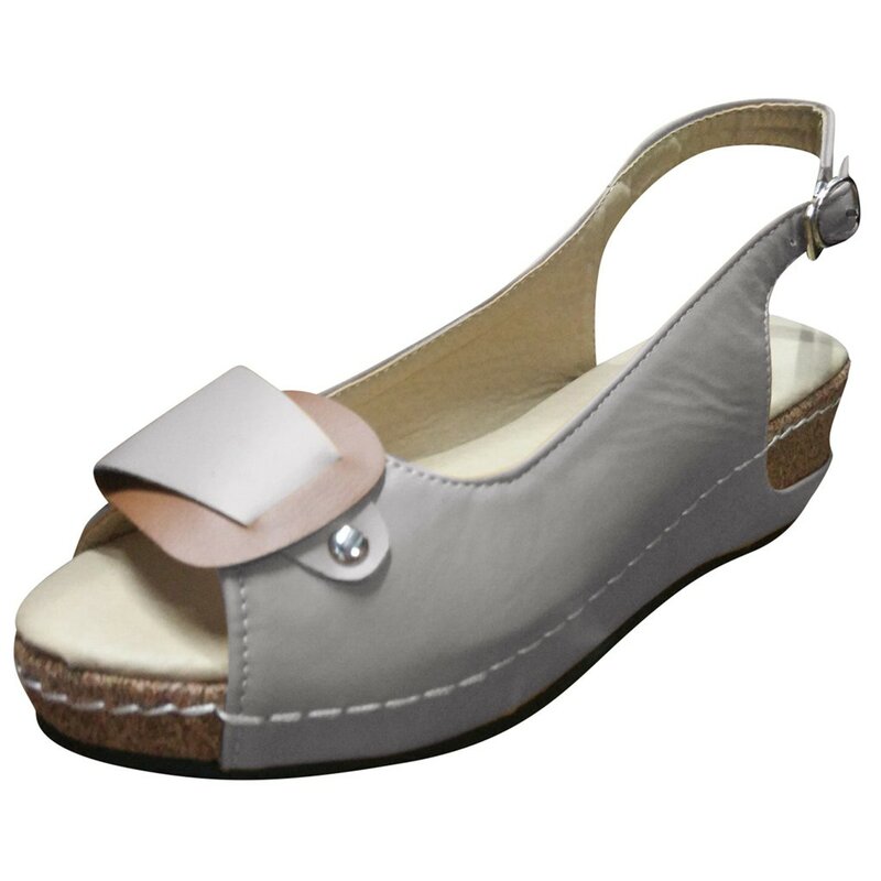 ローマカジュアルサンダル女性ウェッジサンダル足首バックル魚の口の med 夏の女性の靴 2020 ウェッジ靴
