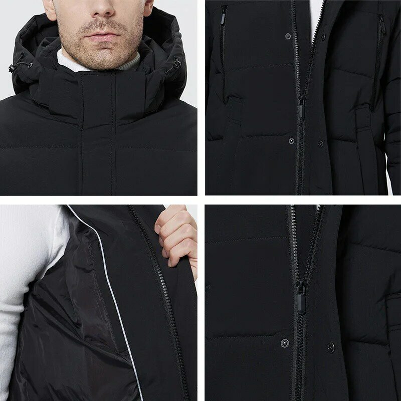 ICEbear 2023 New Winter Men's Jacket Mid-Length Fashionable Hooded Cotton Coat Clothing Thicken Warm Brand Jacket MWD22805I
