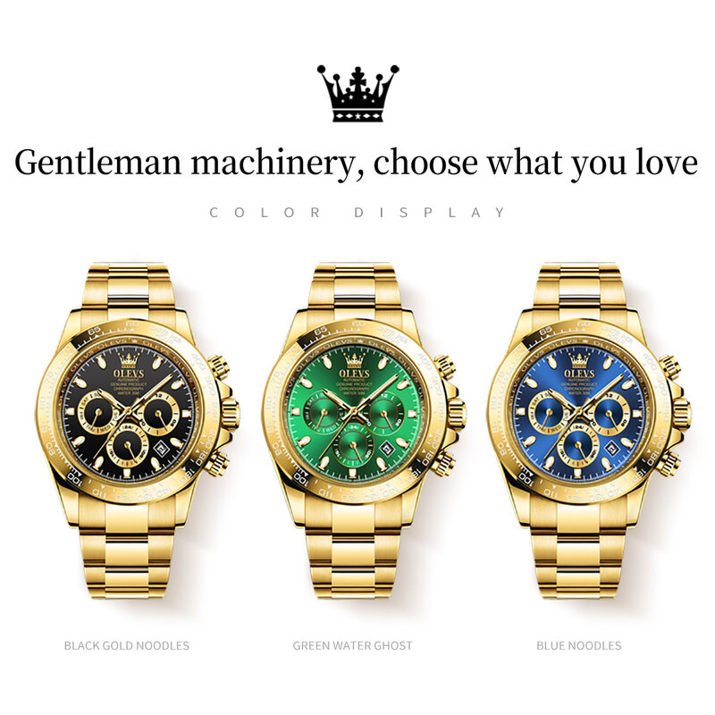 OLEVS แฟชั่น Submariner อัตโนมัติเต็มรูปแบบนาฬิกาข้อมือผู้ชายสายสแตนเลสกันน้ำอัตโนมัตินาฬิกาผู้ชา...