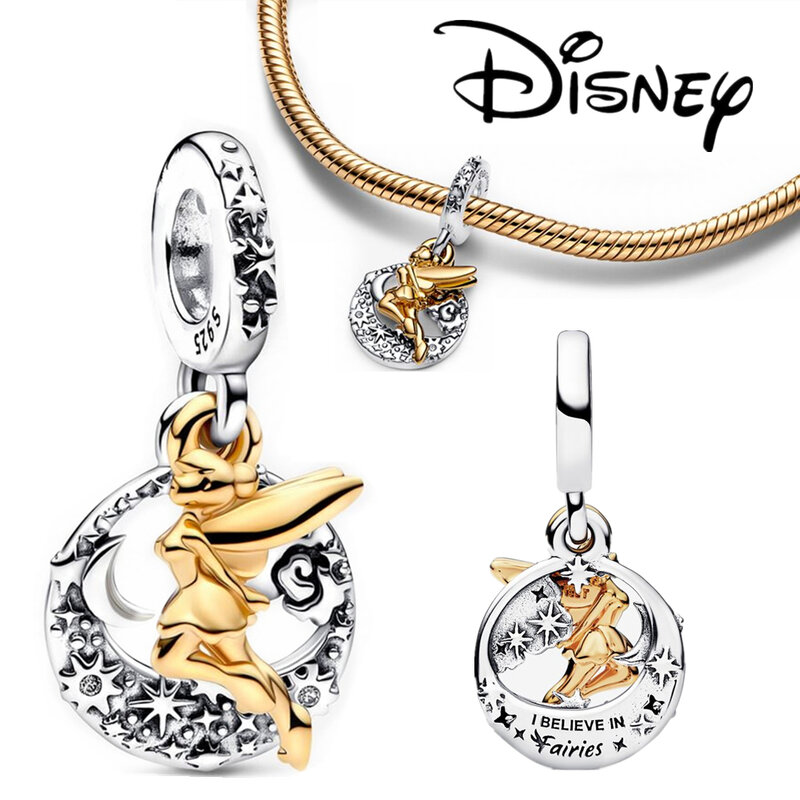 Disney-colgante de plata de ley 925 con diseño de campanilla Celestial, abalorio compatible con pulsera Pandora, de plata 925 Original, para fabricación de joyas