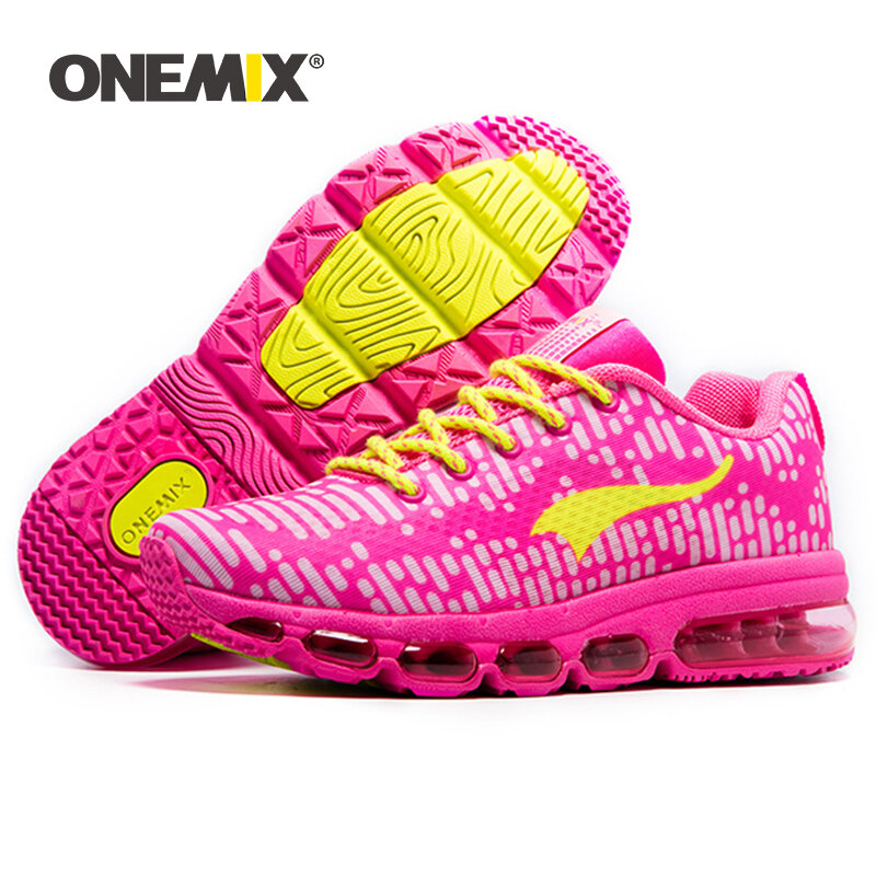 Onemix Sepatu Lari Wanita Desain Asli Sneakers Berbantalan Wanita Sepatu Jalan Nyaman Antilicin Warna-warni Cerah