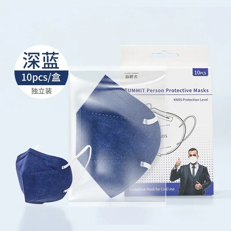 Masques KN95 5 couches pour adultes, en tissu blanc, protection buccale, filtre respirant, 10 à 100 pièces