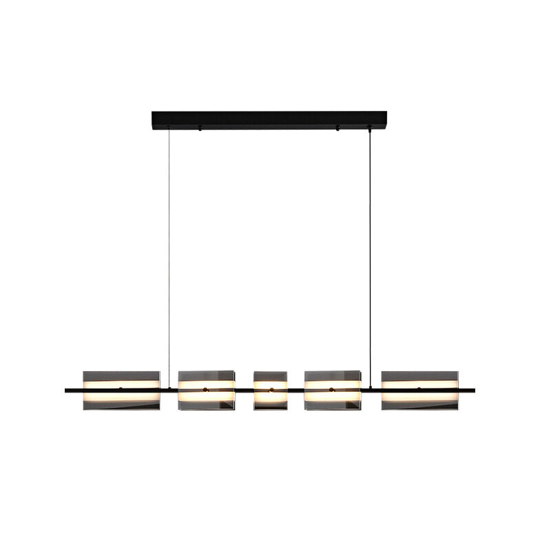 2022 novo led luzes pingente de cobre quadrado vidro sala jantar barra decoração para casa ajustável ouro preto pendurado lâmpada luz luxo