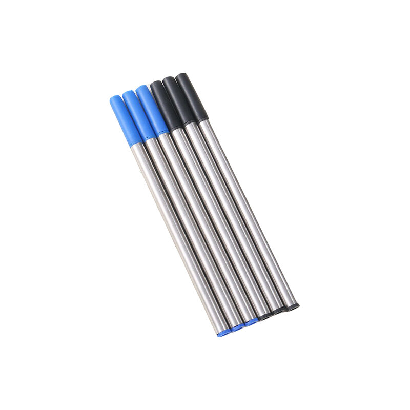 Recambios de Metal de 0,7mm para bolígrafos, varillas de repuesto para bolígrafos de Gel, suministros de oficina y escuela, papelería de negocios, color azul y negro, 5 uds.