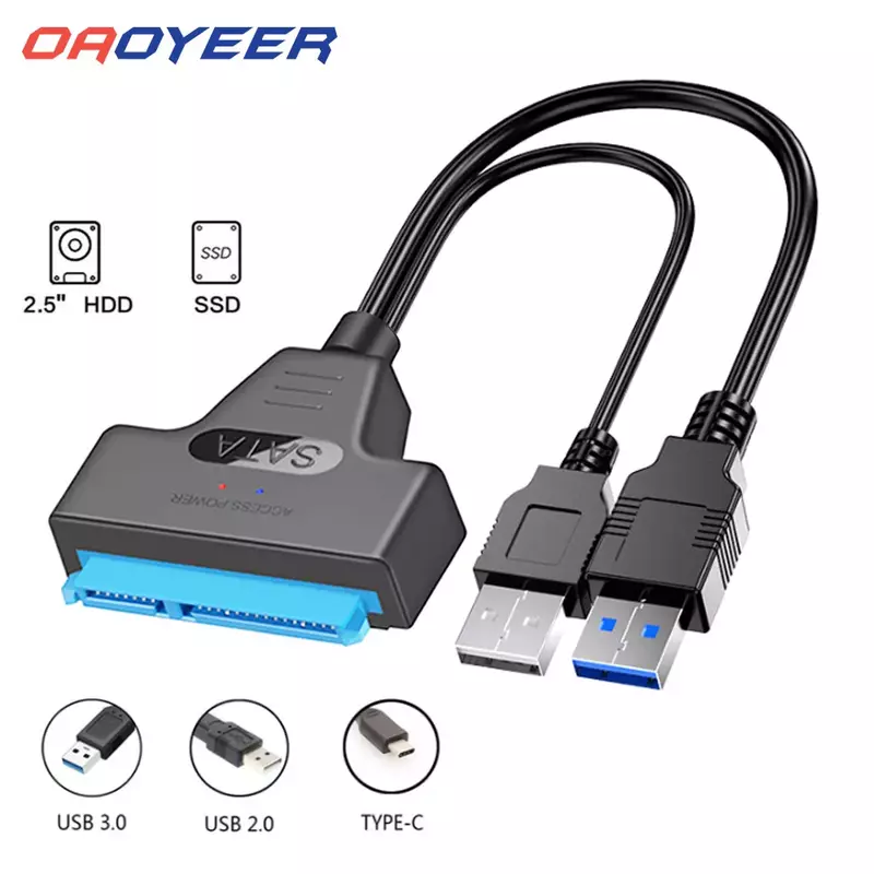 Nuevo Cable USB SATA 3, adaptador Sata a USB 3,0 de hasta 6 Gbps, compatible con disco duro externo SSD HDD de 2,5 pulgadas, 22 pines Sata III A25 2,0