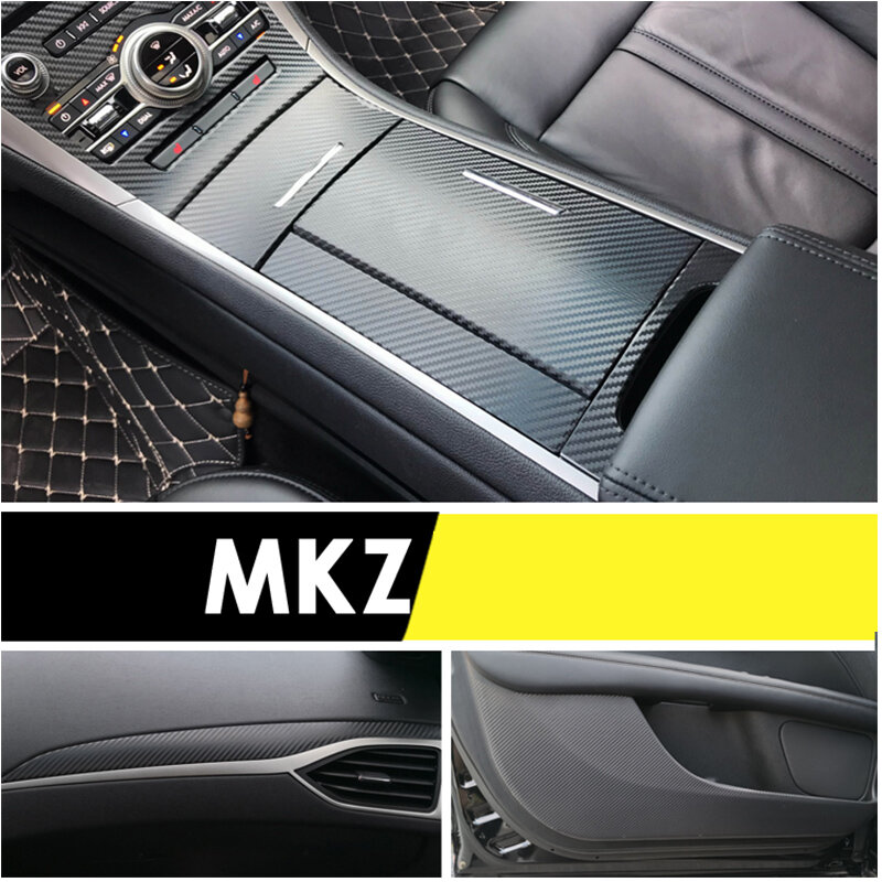 Untuk Lincoln MKZ Film Pelindung Serat Karbon Imitasi Stiker Interior Mobil Panel Kaca Spion Pintu Kontrol Udara Pusat