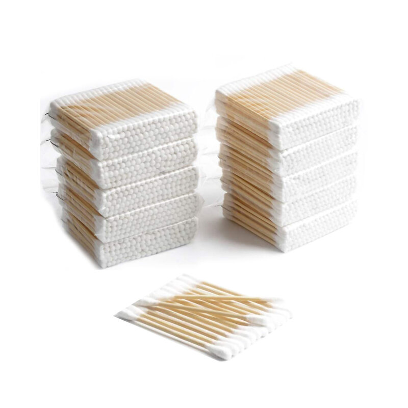 Cotton Swabs, Wooden Cotton Sticks for Ear, 2000ct(20 Pack), 100% Cotton, Double-Tipped Cotton Buds, Great for Makeup