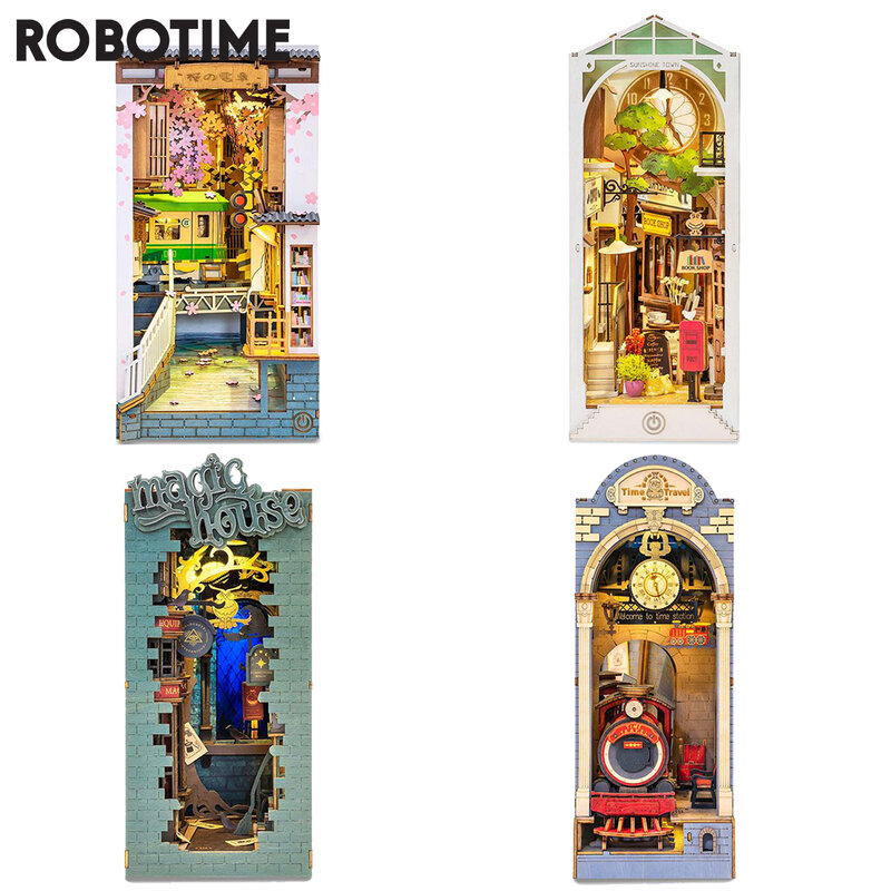 Robotime Rolife 3D Kayu DIY Miniatur Rumah Buku Nook 4 Model Sakura Densya Cerita Dalam Buku Seri TGB01-TGB04 Dropshipping