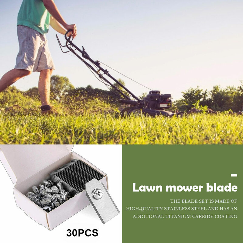 30pcs Lawn Mower Cutting Blades W/Screw Kit Stainless Steel Replacement For Husqvarna Mower/Gardena Robotic Lawnmower Repair
