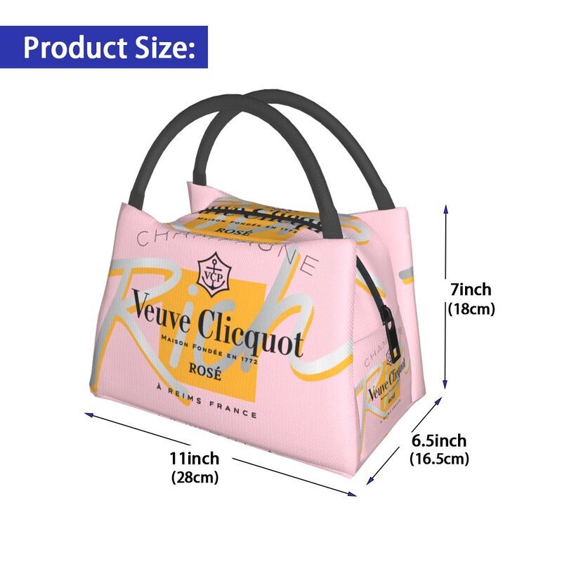 Veuve termoizolowana torba na Lunch torby damskie Clicquot wielokrotnego użytku pojemnik na Lunch na podróże służbowe przechowywanie posiłek pudełko na żywność
