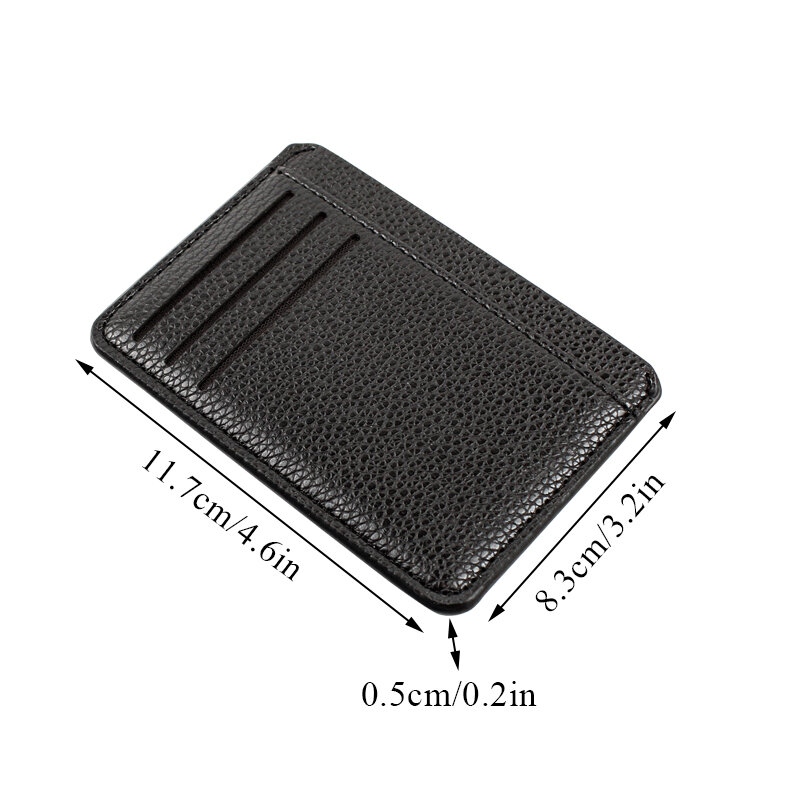 1 buah Dompet Kulit Ultra tipis Mini dompet tempat kartu ID kredit dompet uang untuk pria wanita mode tas dompet gandum leci