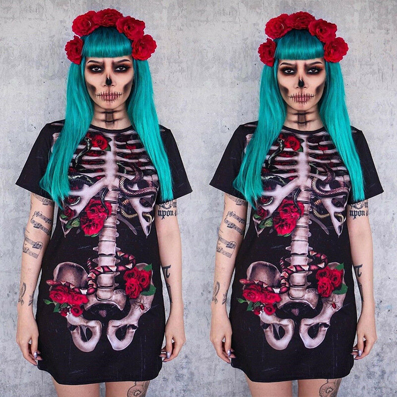 Kostiumy na Halloween sukienki dla dorosłych szkielet panna młoda kobiety duch karnawał wydajność ubrania typu Cosplay kobiety sukienka straszny Halloween