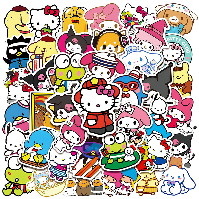 10/30/50 Stuks Schattige Sanrio Mix Cartoon Kuromi Hello Kitty Anime Stickers Laptop Notebook Telefoon Dagboek Decoratie Sticker Kids Speelgoed
