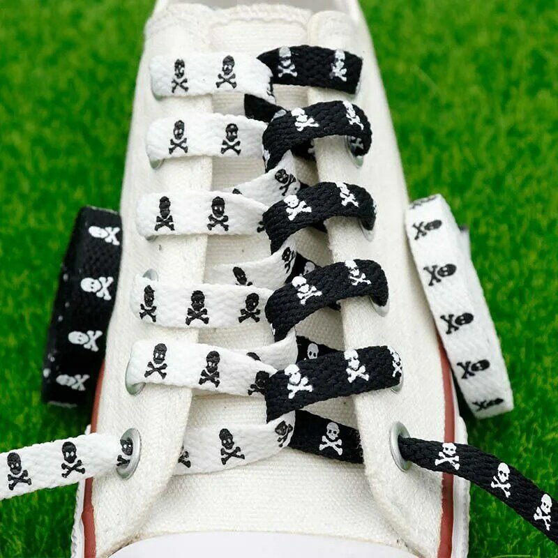Skeleton Skull Punk Print Cartoon Wild Shoelaces Athletic Safety Sneakers Shoelaces Casual Lace Funny Punk Rock Bootlace Gothic