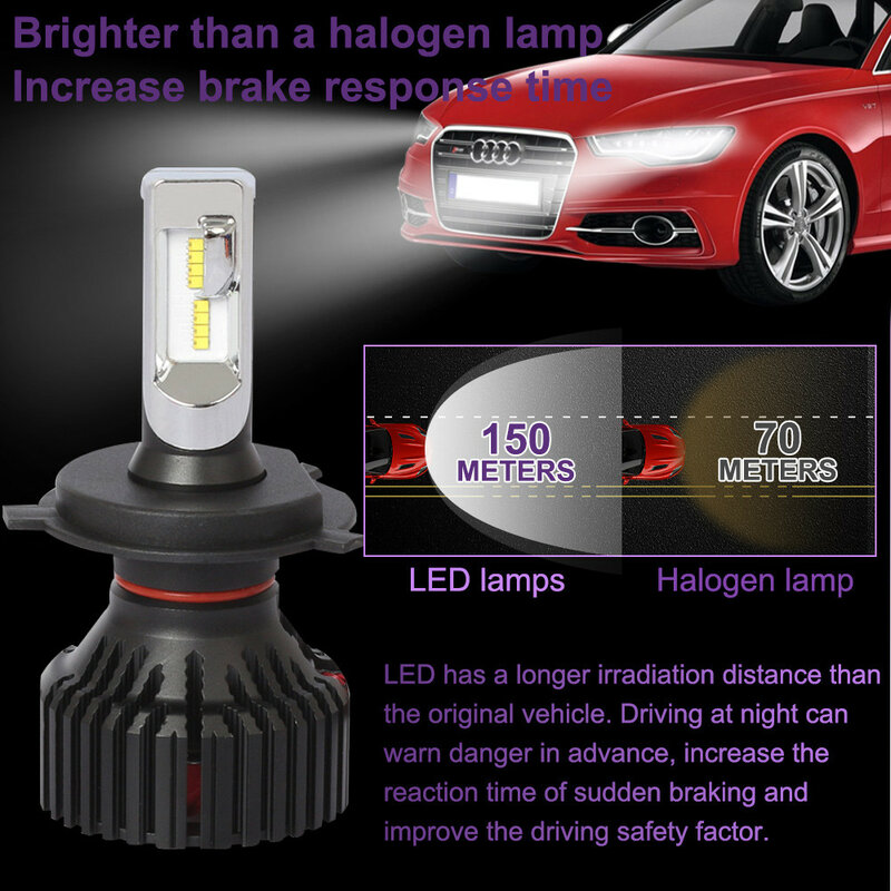 2pc led h4 lâmpadas de carro 80w 16000lm led h11 farol para lâmpadas de carro csp chips 6000k led h13 hb3 hb4 9005 9006 9007 auto luzes 12v