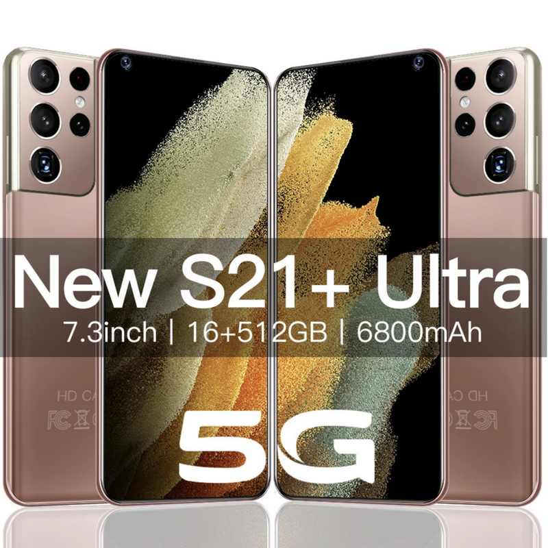 S21+ Ultra Smartphone 7.3 Inch 512GB 6800mAh 48MP 5G Network Unlock Mobile Phones Cell Phone Celular Global Version